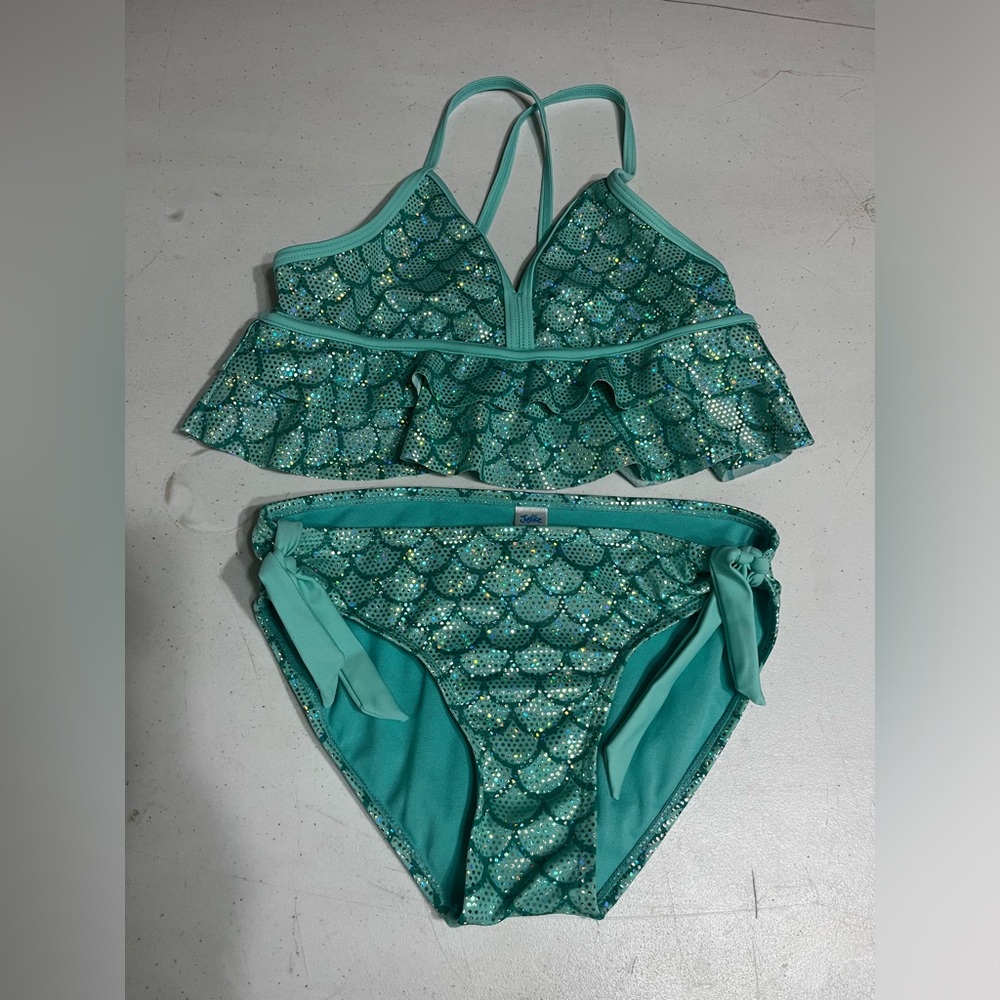 Girls Justice Mermaid Sparkling Bikini 2 Piece Swim Size 12